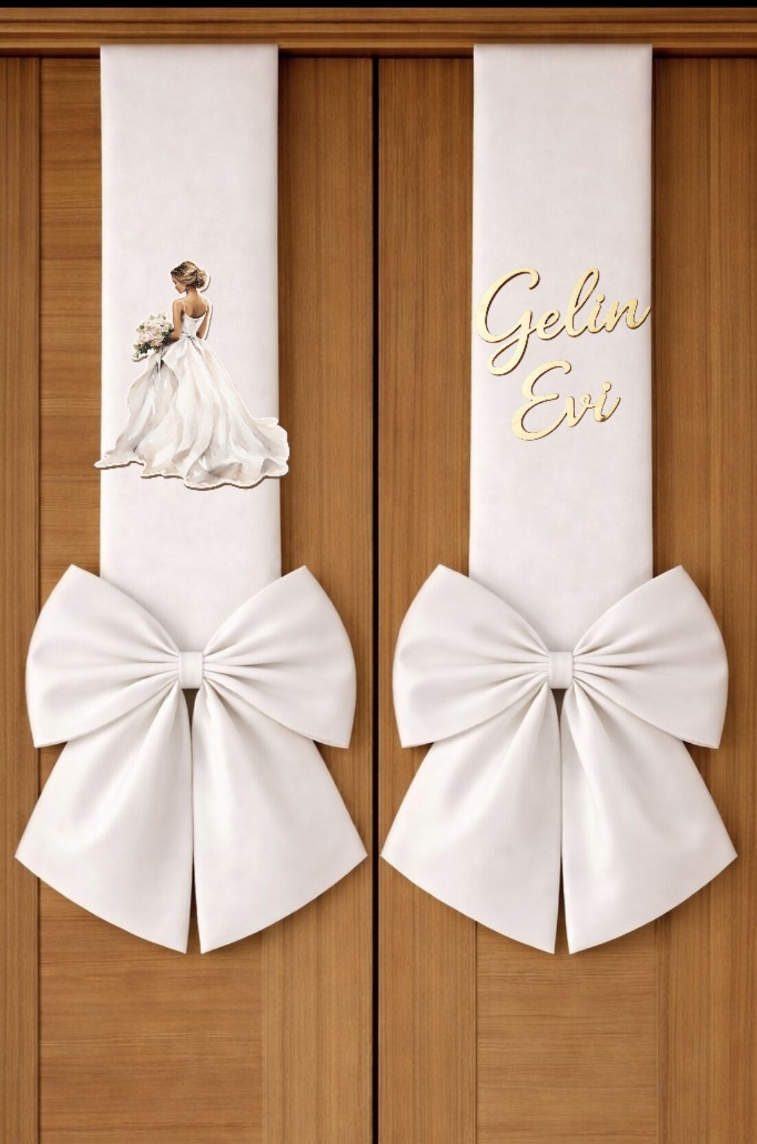 İkili çift taraflı gelin evi kapı süsü fiyonku