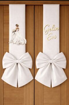 İkili çift taraflı gelin evi kapı süsü fiyonku