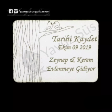 Dikdörtgen kuşlu ahşap süs (8*6cm)