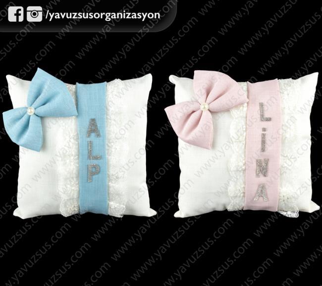 Keten kare yastık PEMBE