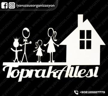 Ahşap aile ev kapı süsü (35x22,5)