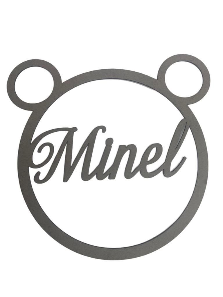 İsme Özel Kulaklı Yuvarlak Ahşap Kapı Süsü-35*33cm