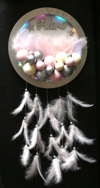 Işıklı toplu altan tüylü isme özel kapı süsü