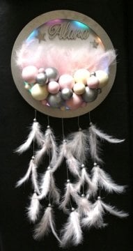 Işıklı toplu altan tüylü isme özel kapı süsü