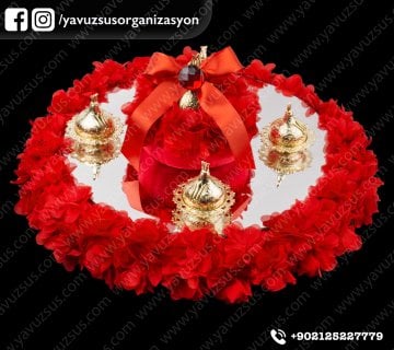 Lazer çiçek süslemeli kına ürünü TEPSI