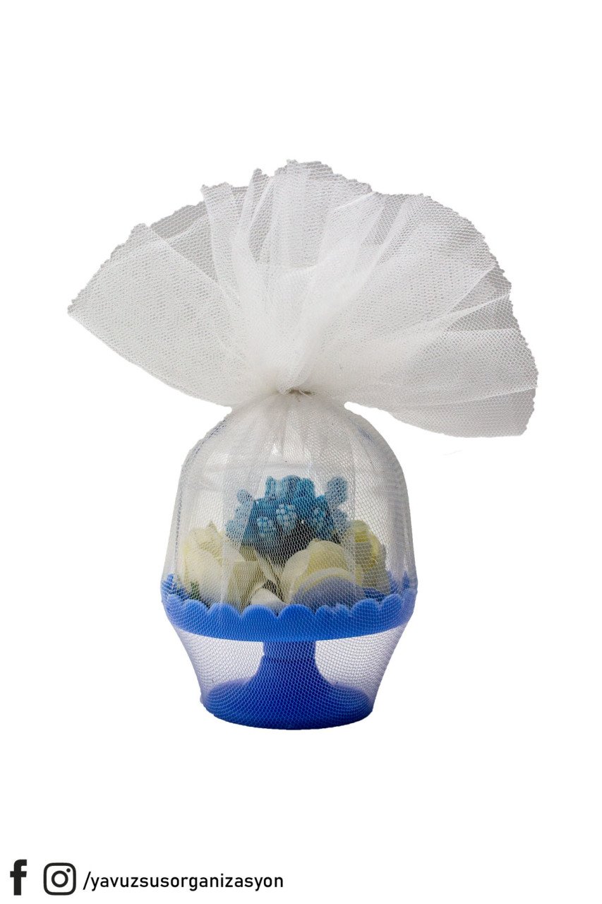 Mavi & Pembe Tüllü Fanus Hazır Süs (20 ad)