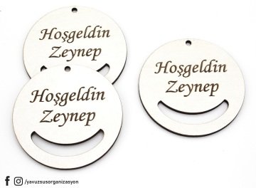 İsme Özel Ahşap Anahtarlık Aparatı (6cm) BEYAZ