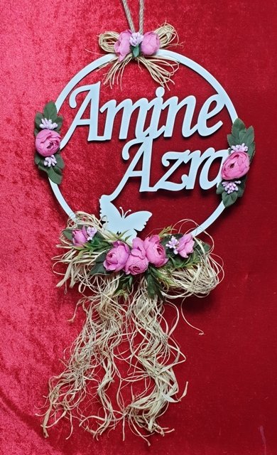 Ahşap isme özel süslü kapı süsü