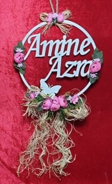 Ahşap isme özel süslü kapı süsü