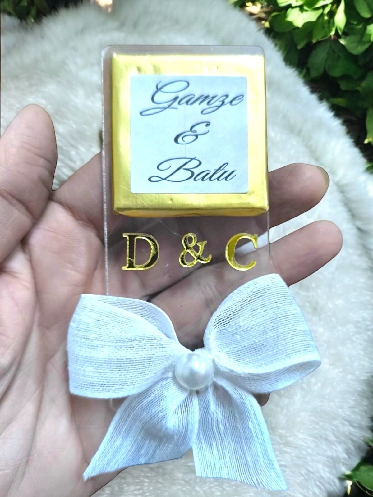 Şeffaf Pleksi Üzerine Çikolatalı Hediyelik(20adet)