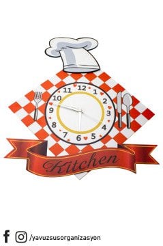 Ekose Desenli Mutfak Duvar Saati (44x44)